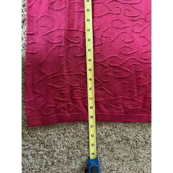 PERUVIAN CONNECTION Pima Cotton Knit Bodycon Textured Red Dress XS Boho Stretch - Picture 6 of 12